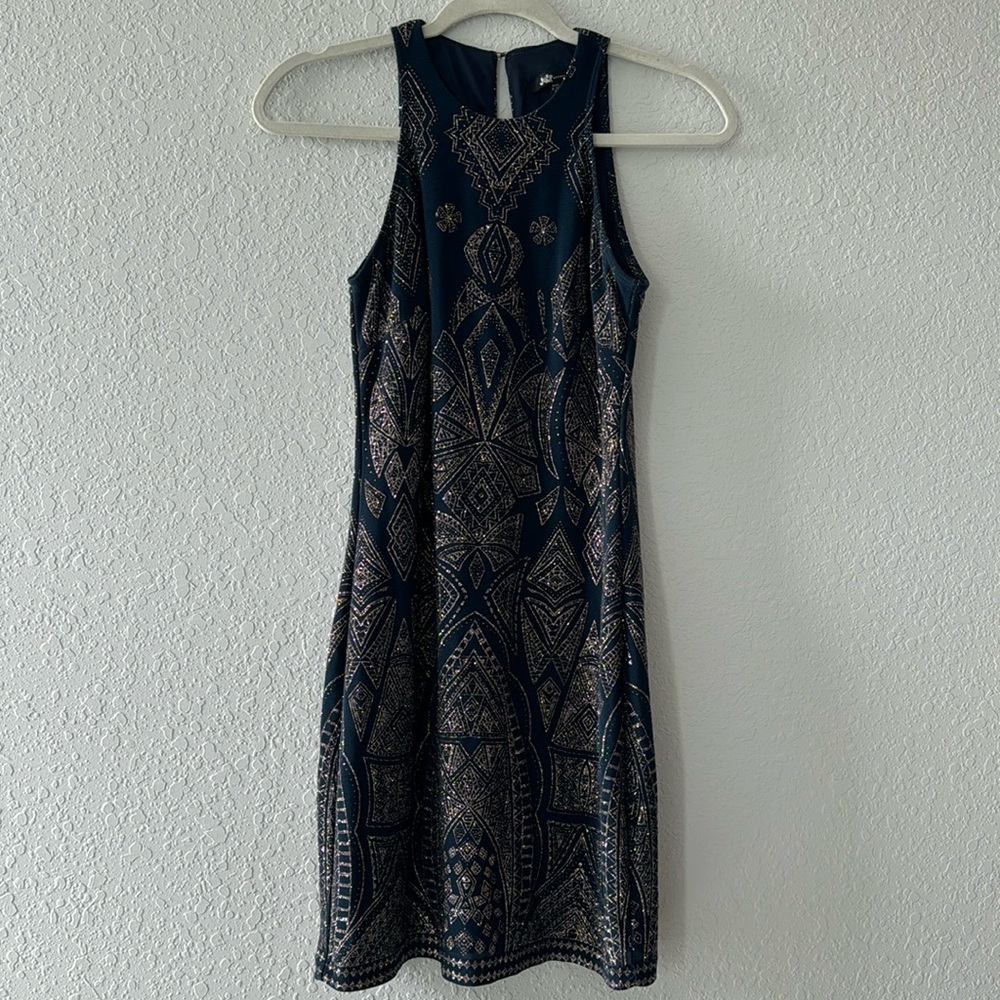 Elegant Navy and Silver Women's Dress
